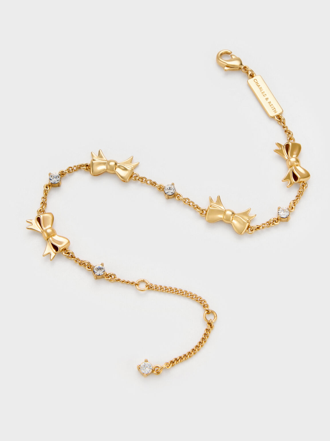 Paige ページ ボウクリスタルブレスレット, ゴールド, hi-res