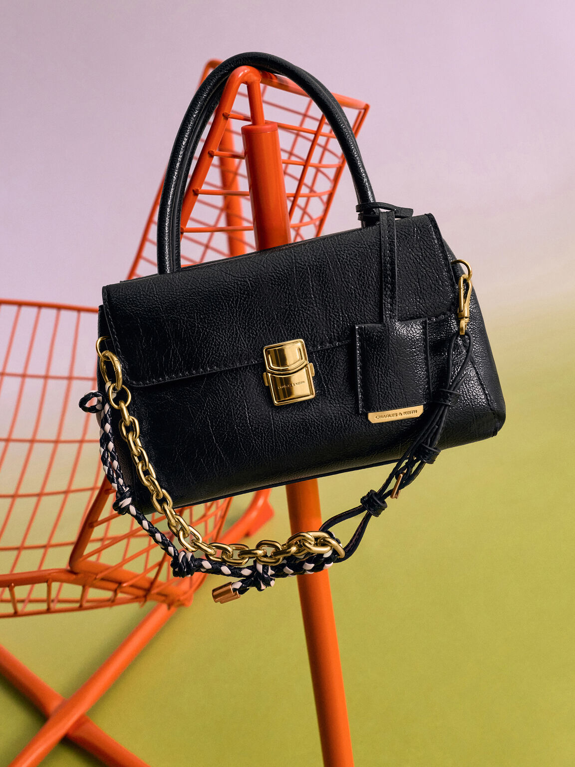 Acelynn エイスリン ロープチェーン トートバッグ, ブラック, hi-res