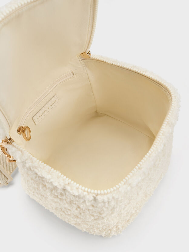 Cyrus サイラス ファーリーチェーンハンドルバッグ, クリーム, hi-res