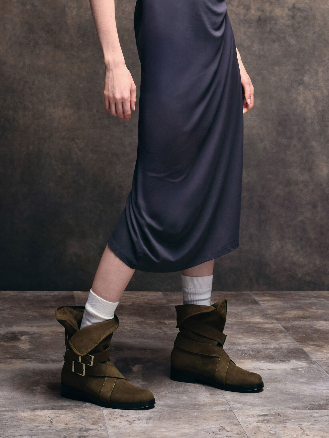 Brett ブレット バックルカーフブーツ, ダークブラウンテクスチャー, hi-res