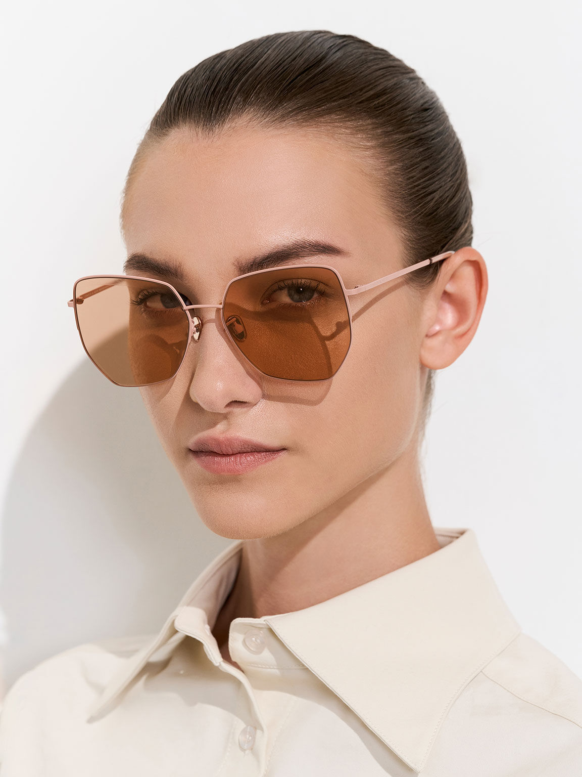 リサイクルアセテート バタフライサングラス, ピンク, hi-res