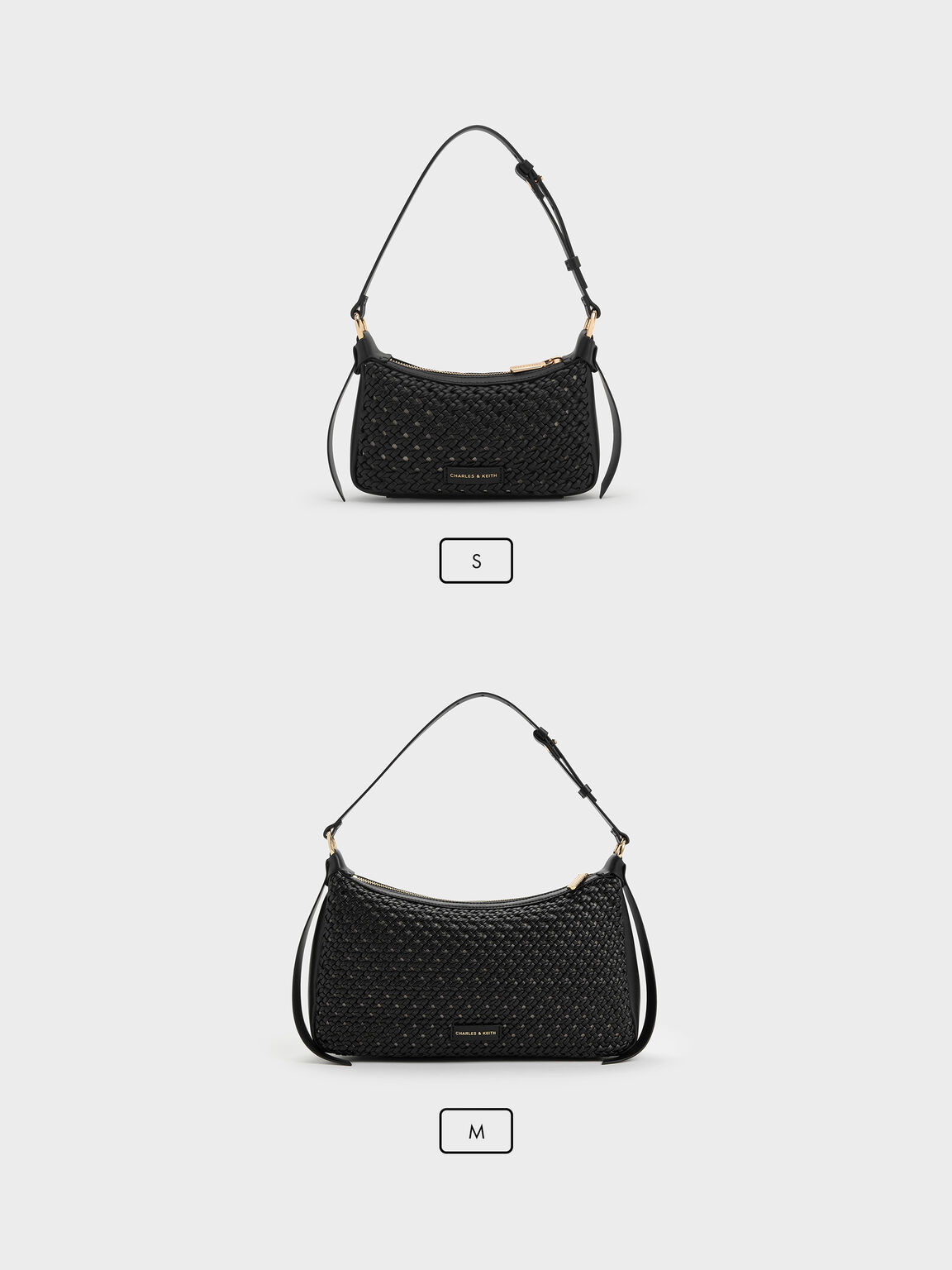 Calla カルラ ウーブン ショルダーバッグ, ブラック, hi-res