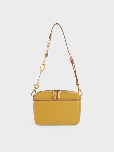 ロック&キーチェーン ハンドルバッグ - マスタード | CHARLES & KEITH 