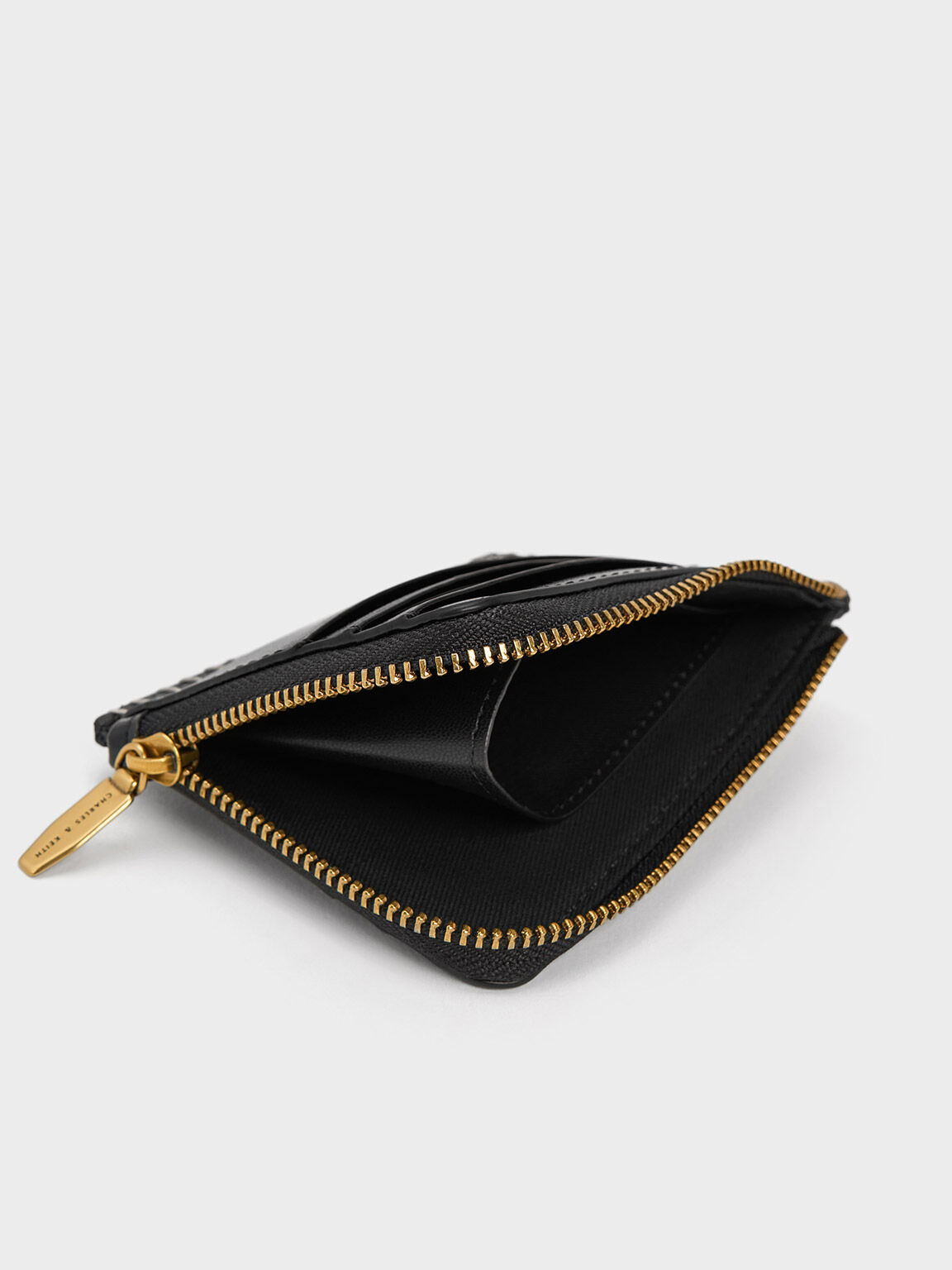 Circe キルケ ステッチトリムジップアラウンドカードホルダー, ブラック, hi-res