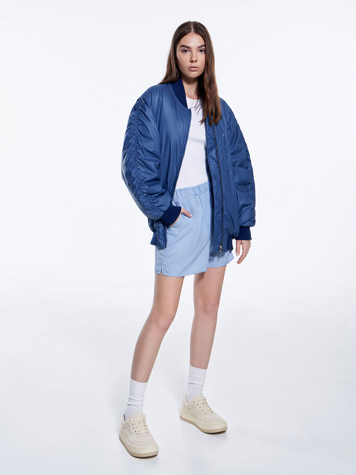 テクスチャー ロートップスニーカー, ライトグレー, hi-res