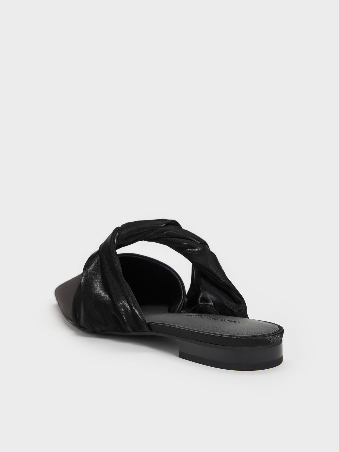 ツイステッドストラップ ポインテッドミュール, ブラックテクスチャード, hi-res