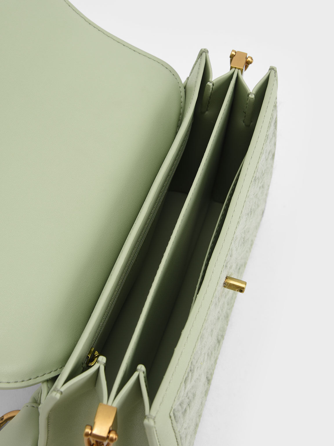 リングプッシュロック エンベロープショルダーバッグ, ミントグリーン, hi-res