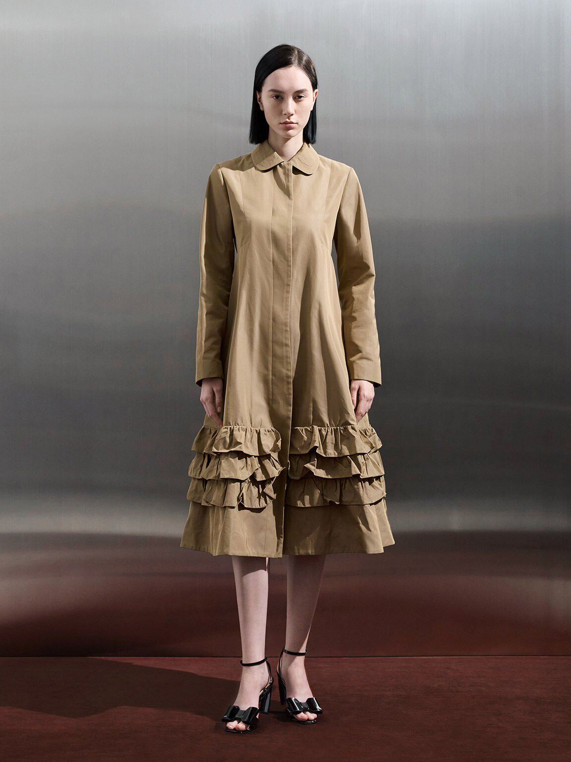 Lu ルー レザーボウブレードヒールサンダル, ブラックパテント, hi-res