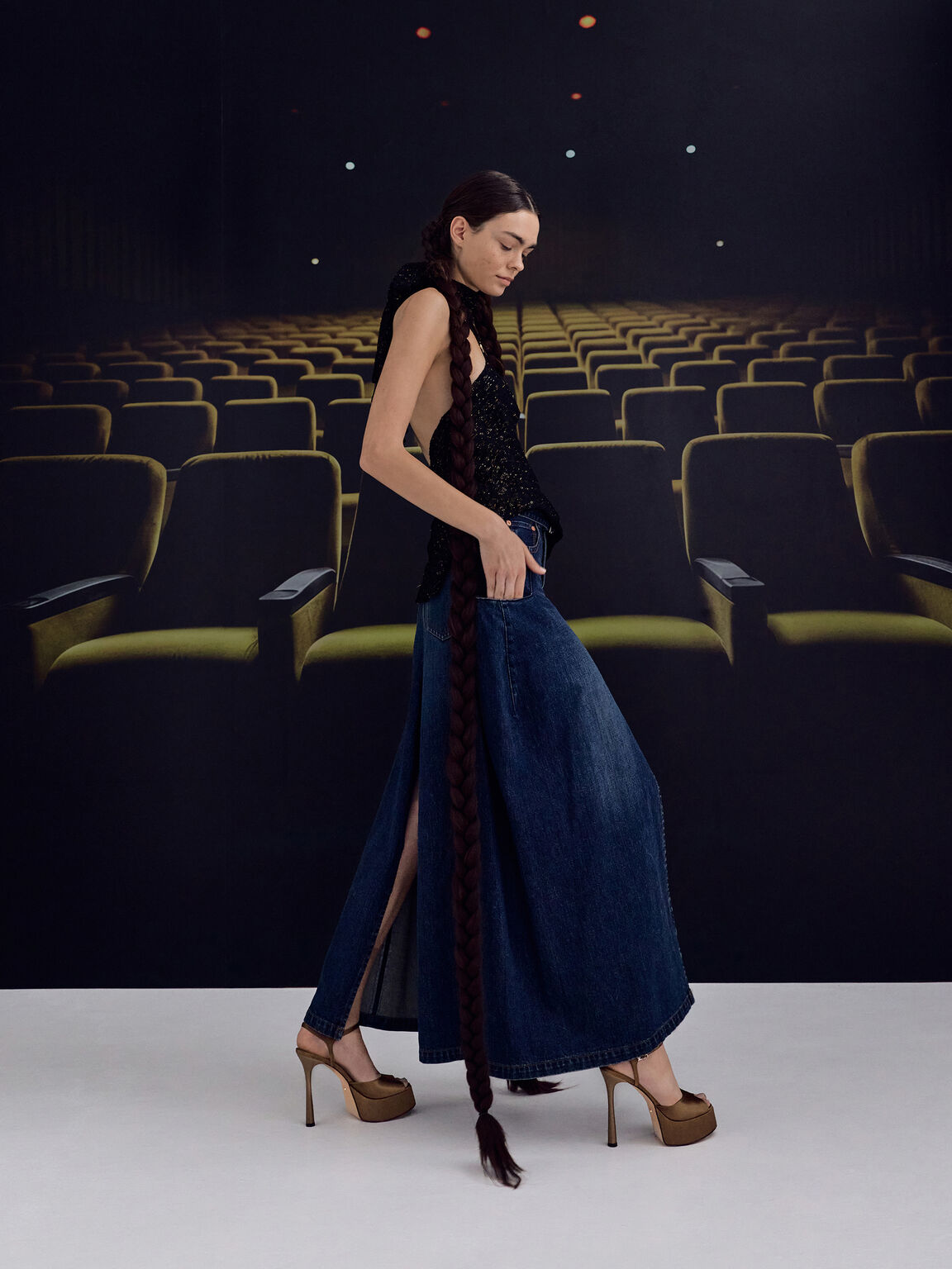 Francesca フランチェスカ ピープトゥ プラットフォームヒール, ブラウン, hi-res