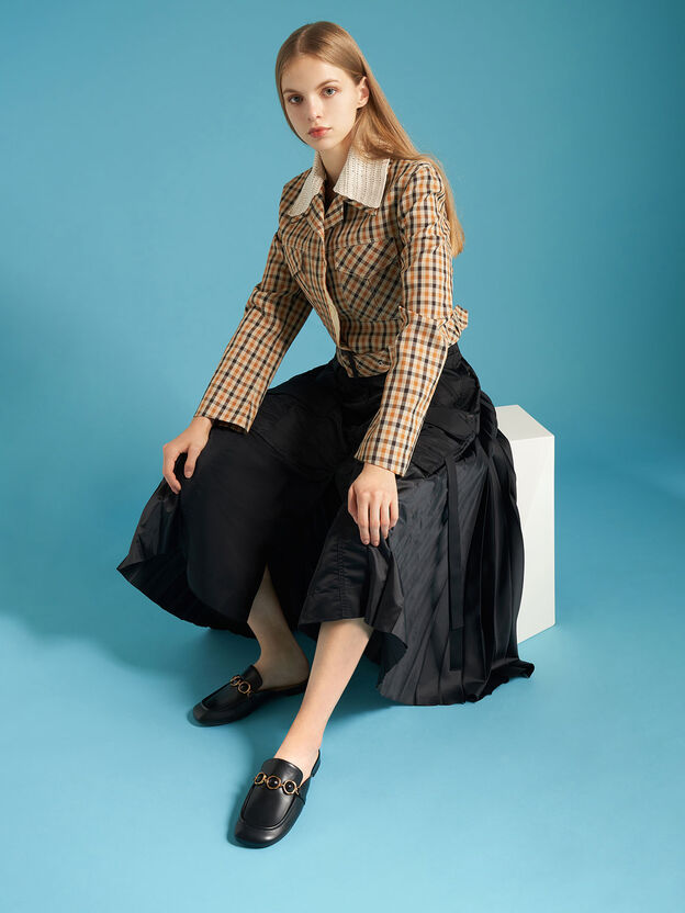 ストーンエンベリッシュド チェーンリンクローファーミュール, ブラック, hi-res