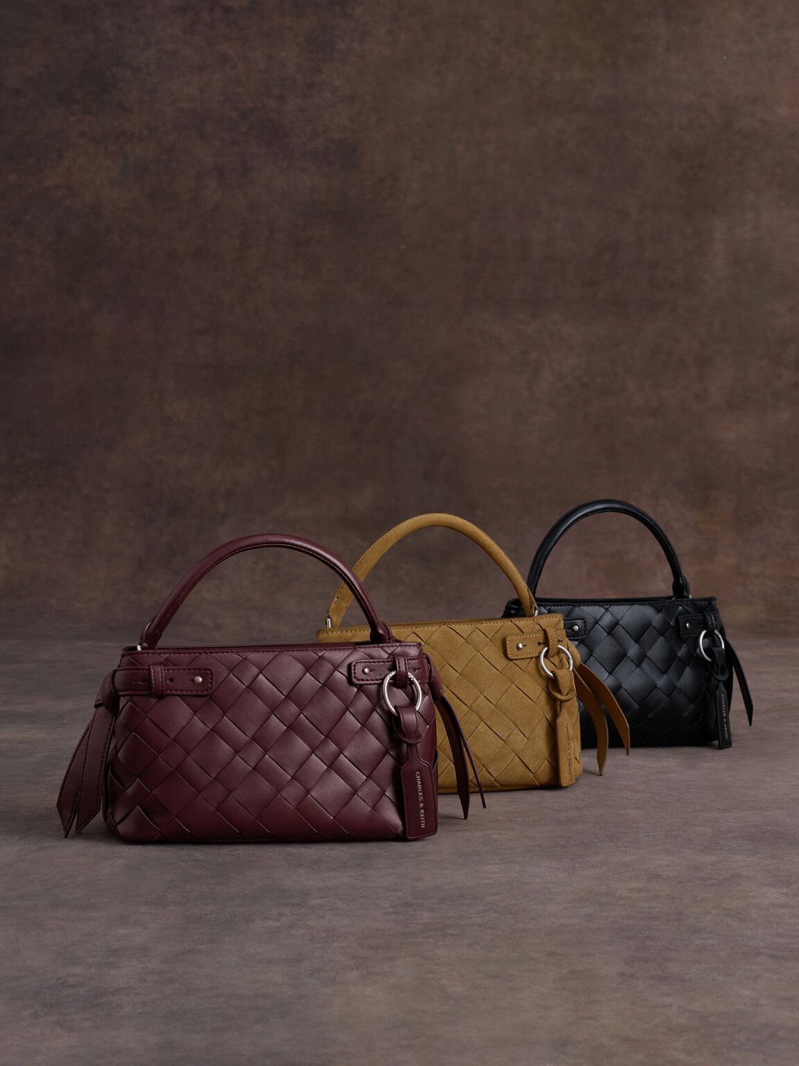 Ivette イヴェット スエードウーブントップハンドルバッグ, サハラサンド, hi-res