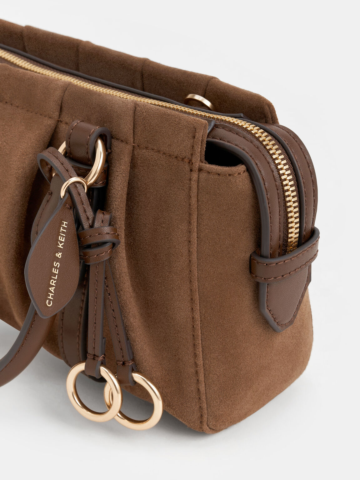 Britton ブリットン リサイクルスエードルーシュドトップハンドルトートバッグ, モカブラウン, hi-res