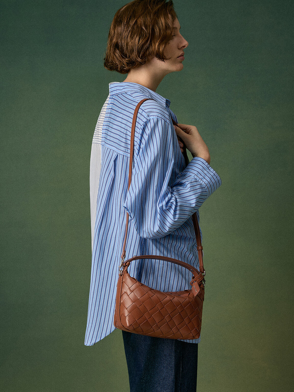 Ivette イヴェット ウーブンショルダーバッグ - チョコレート