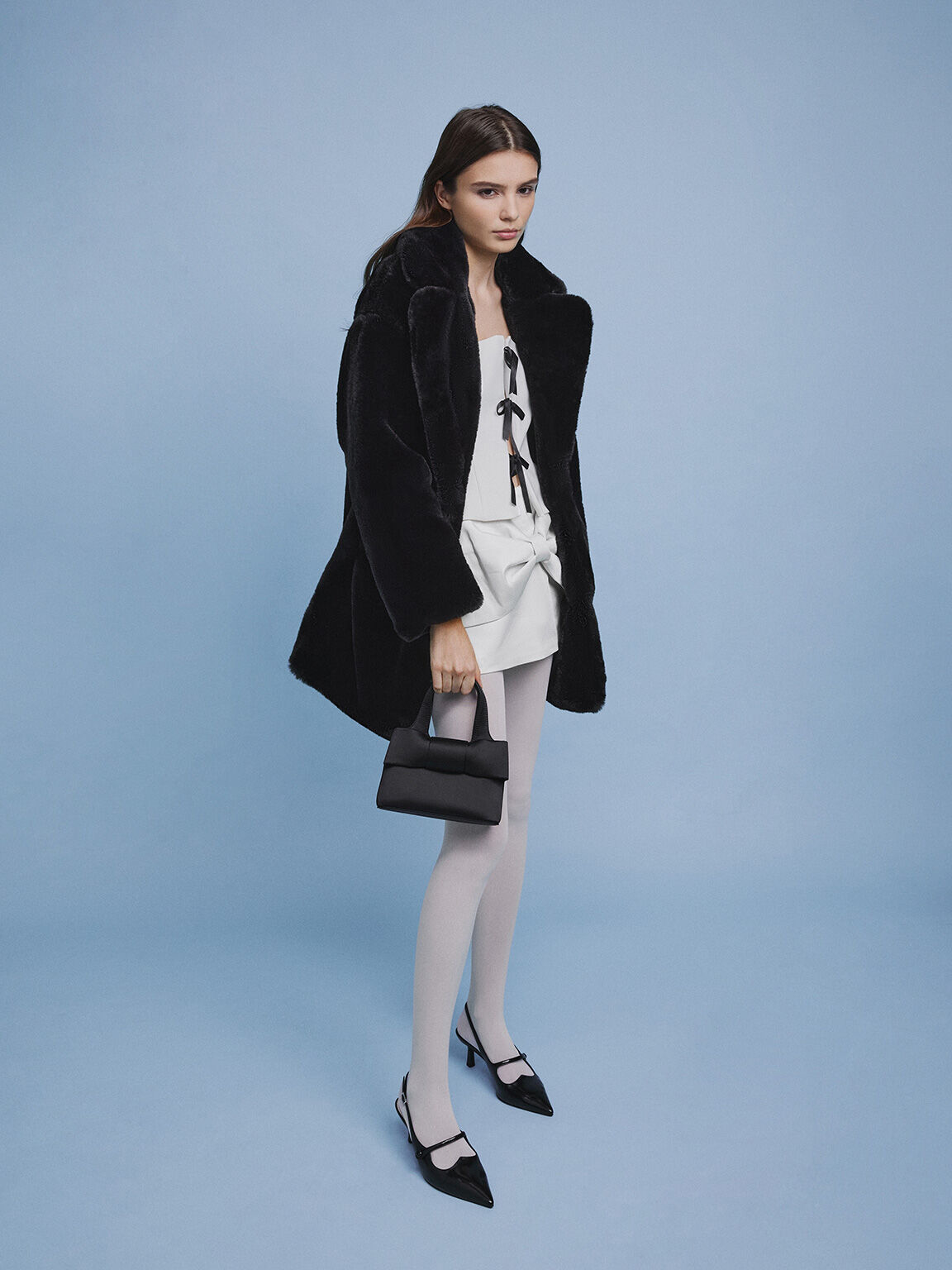 サテン ボウバケツバッグ, ノワール, hi-res