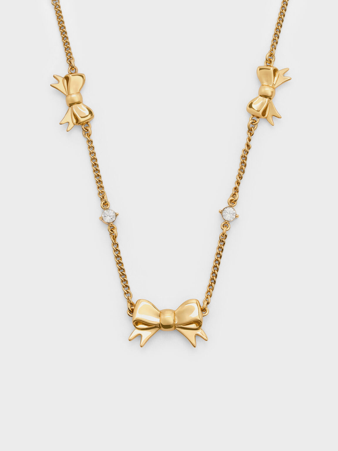 Paige ページ ボウクリスタル ネックレス, ゴールド, hi-res