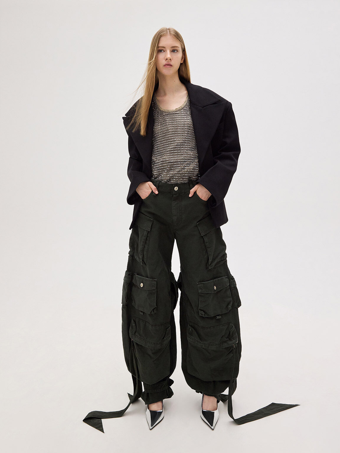 Flor フロール ローズヒールスリングバックパンプス, シルバー, hi-res