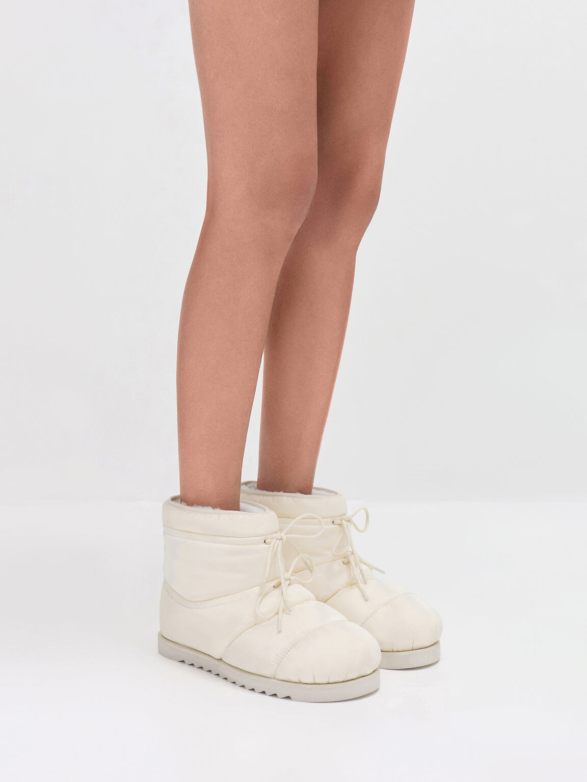 Egan イーガン ナイロンパフィーパネルド レースアップアンクルブーツ, チョーク, hi-res