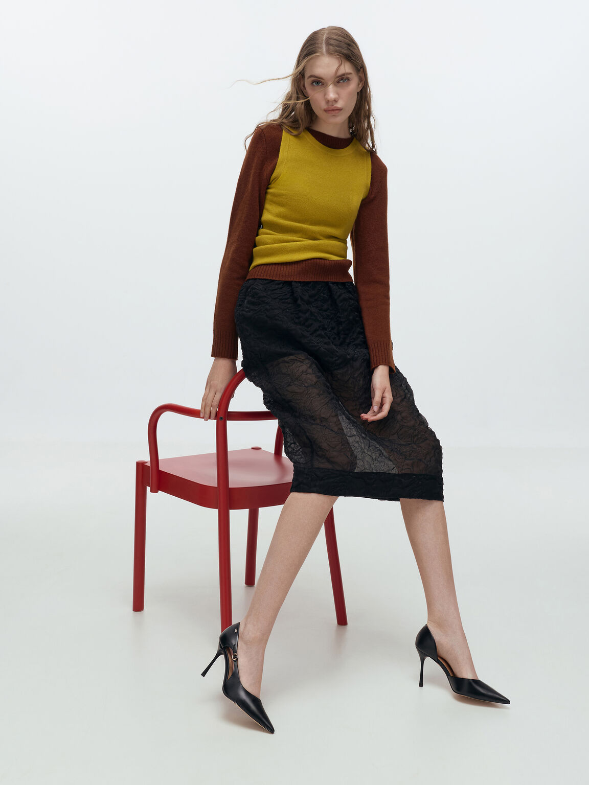 レザーバックルディテール　ポインテッドトゥスティレットパンプス, ブラック, hi-res