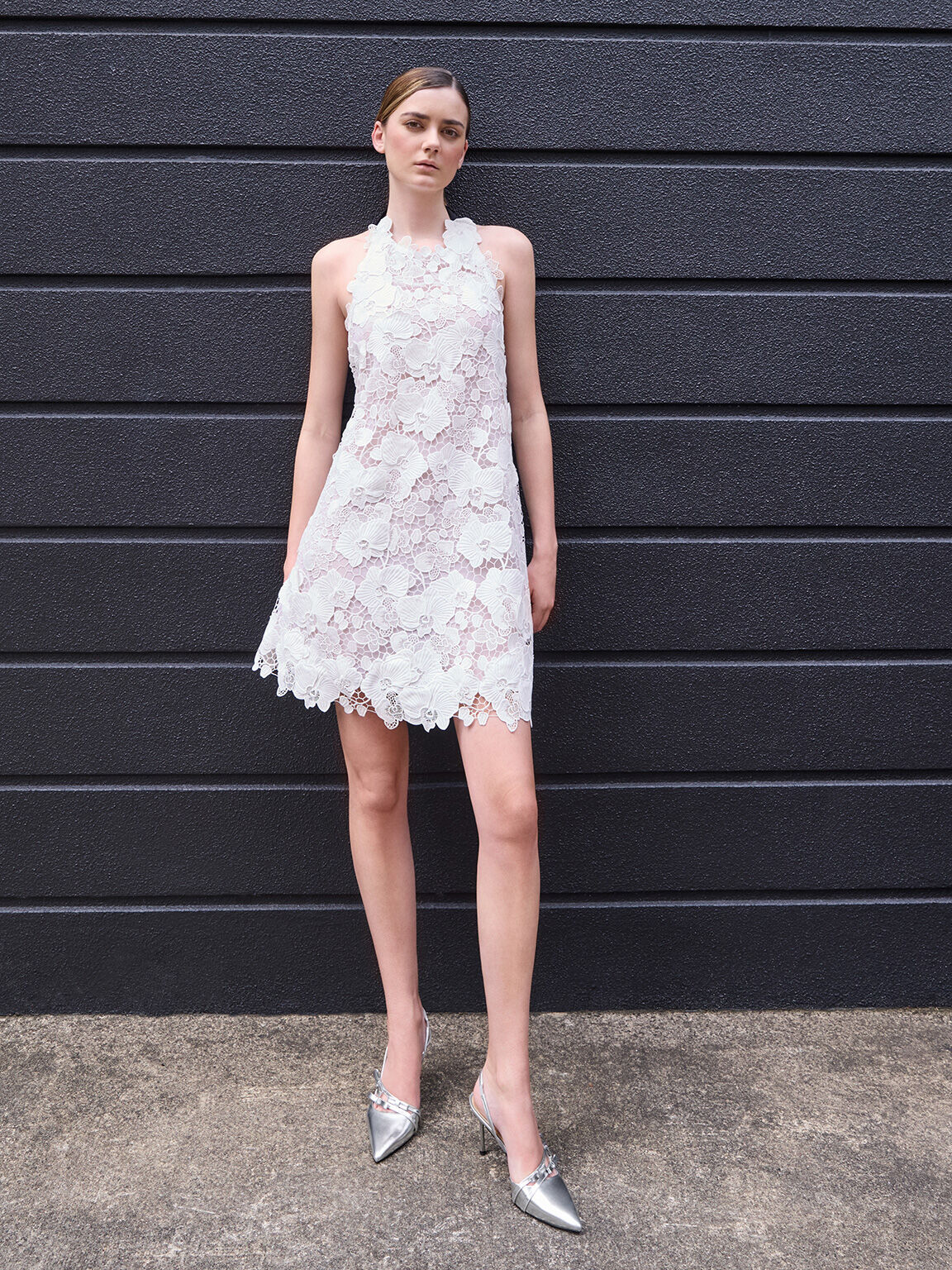 Jessy ジェッシ メタリックボウスリングバックパンプス, シルバー, hi-res