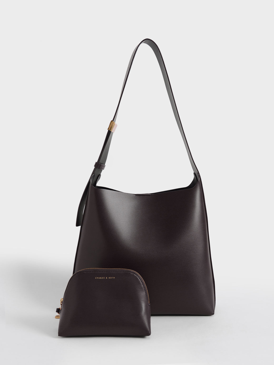 シングルハンドル ラージホーボーバッグ, ダークオーク, hi-res