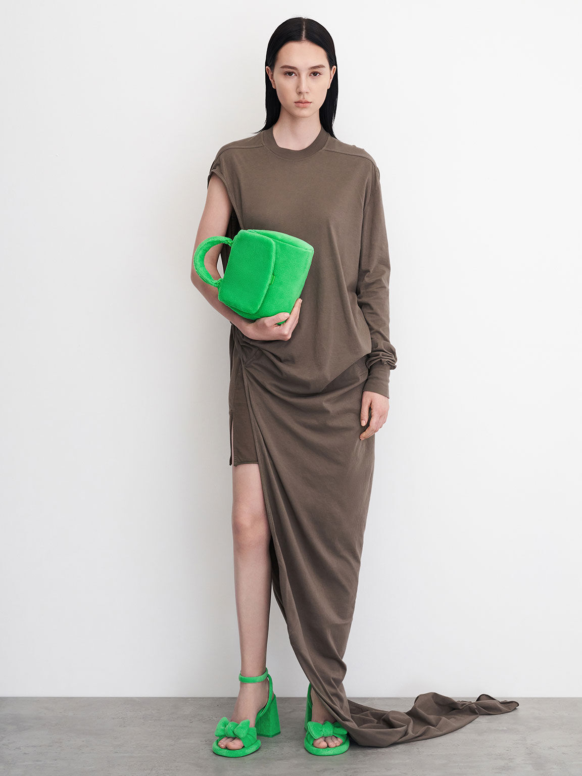 Loey ローイー テクスチャートップハンドルバッグ, グリーン, hi-res