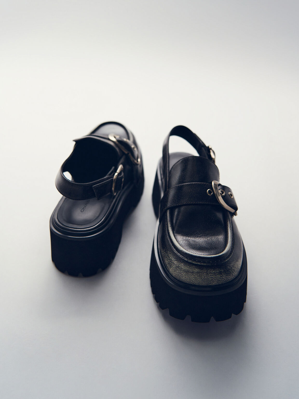 Eliot エリオット プラットフォーム スリングバックローファー, グレー, hi-res