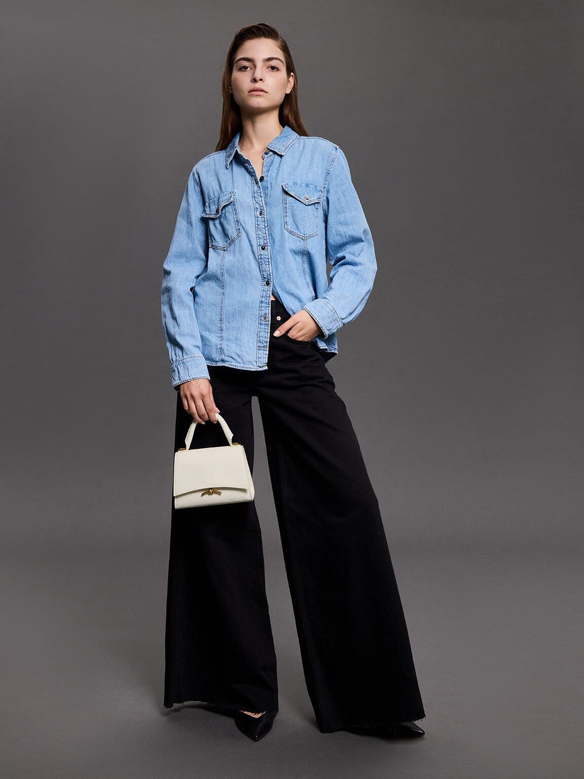 ハクスリーメタリック プッシュロックトップハンドル, クリーム, hi-res