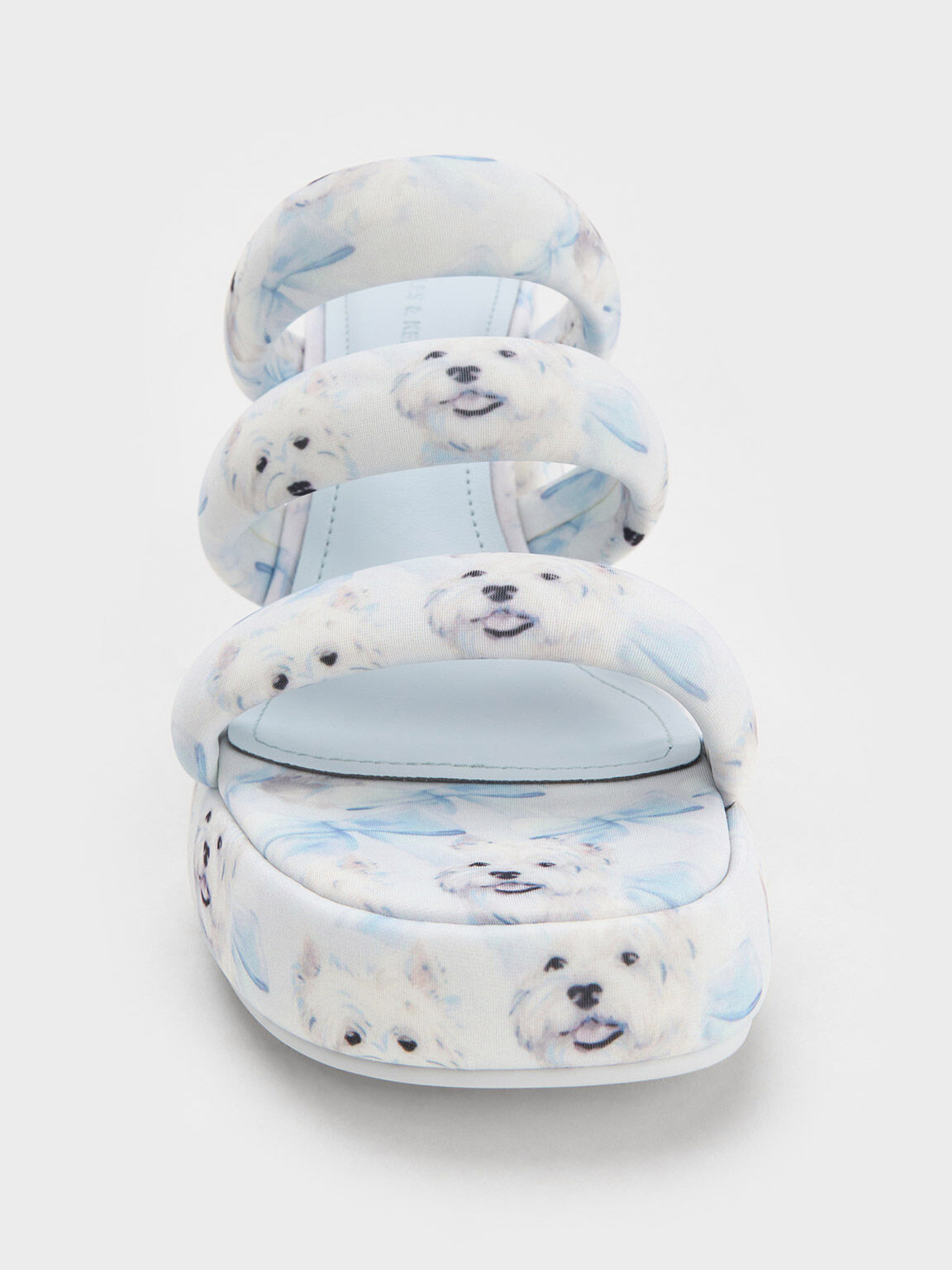 Tattie タッチ パッフィーストラッププラットフォームミュール, ライトブルー, hi-res