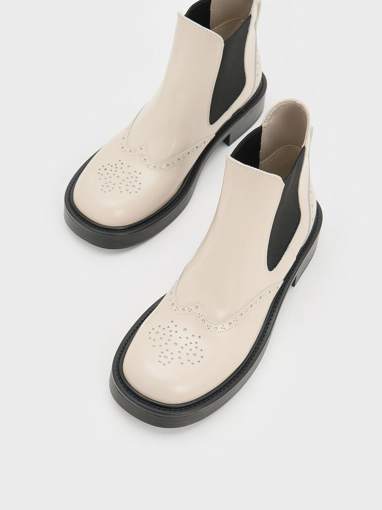 メダリオン レザーチェルシーブーツ - チョーク | CHARLES & KEITH 
