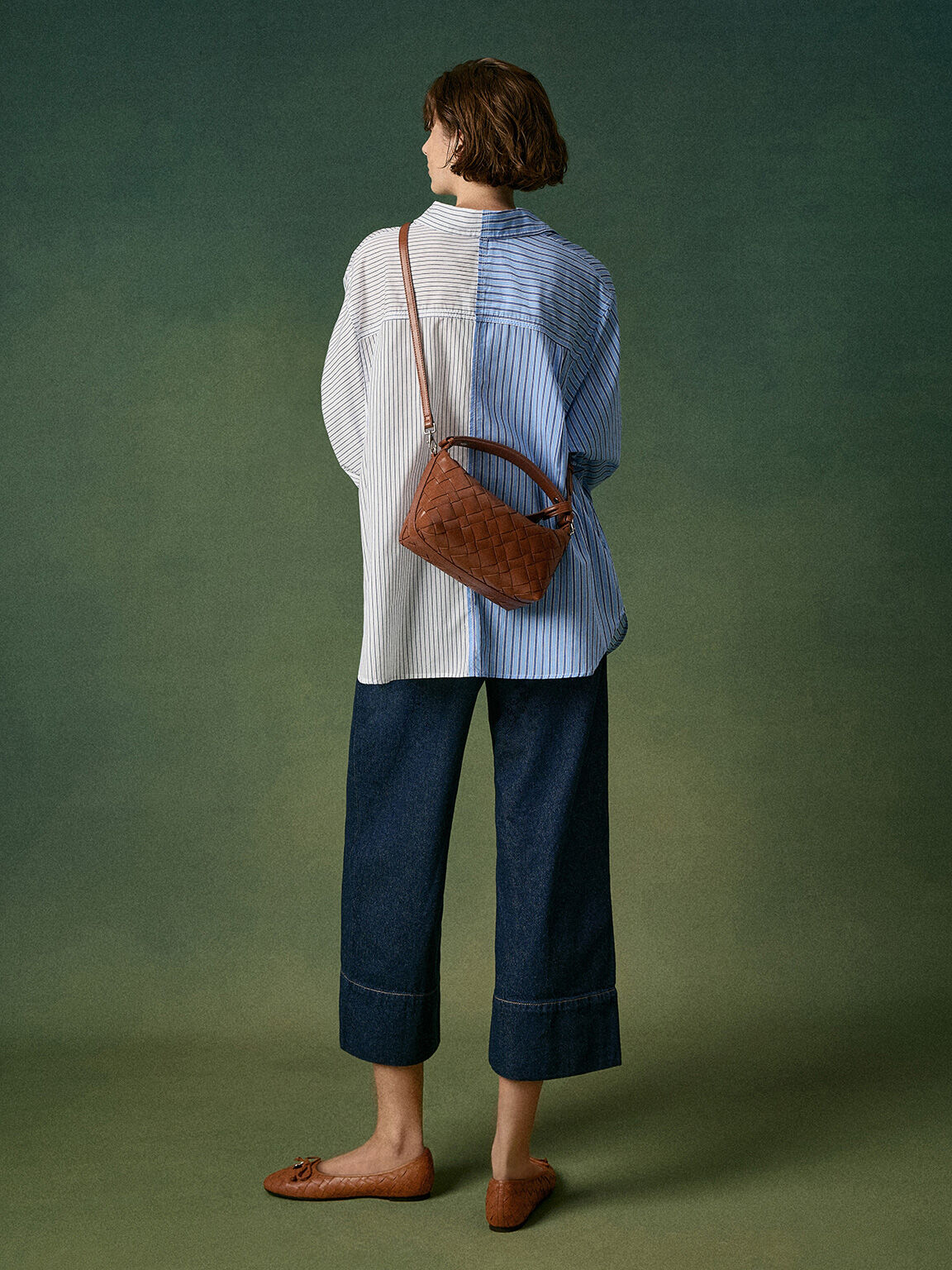 Ivette イヴェット ウーブンショルダーバッグ, チョコレート, hi-res