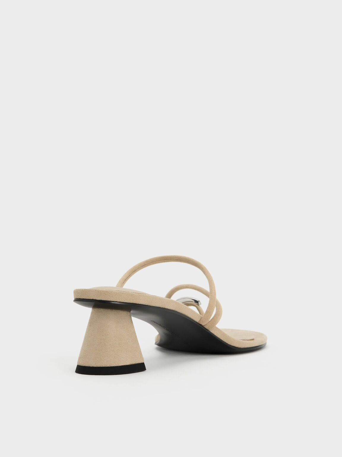 Raina レイナ メタリックアクセント ストラッピートゥリングヒールサンダル, グレージュ, hi-res