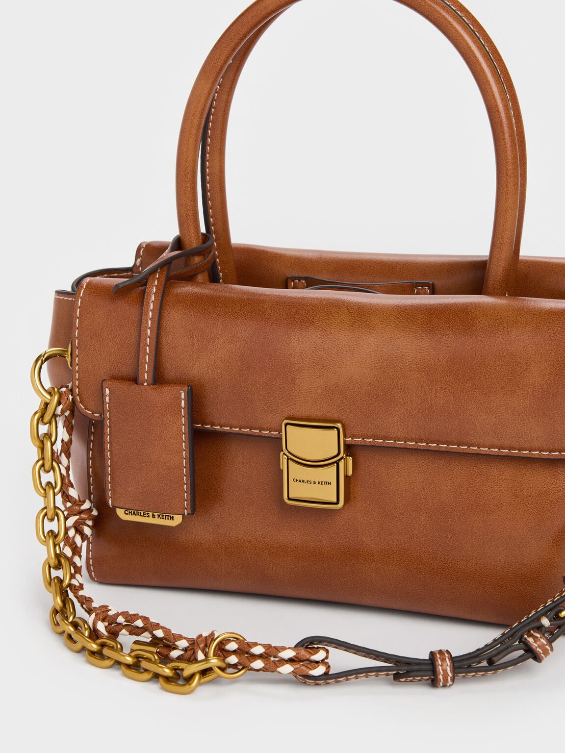 Acelynn エイスリン ロープチェーン トートバッグ, ディストレスドタン, hi-res