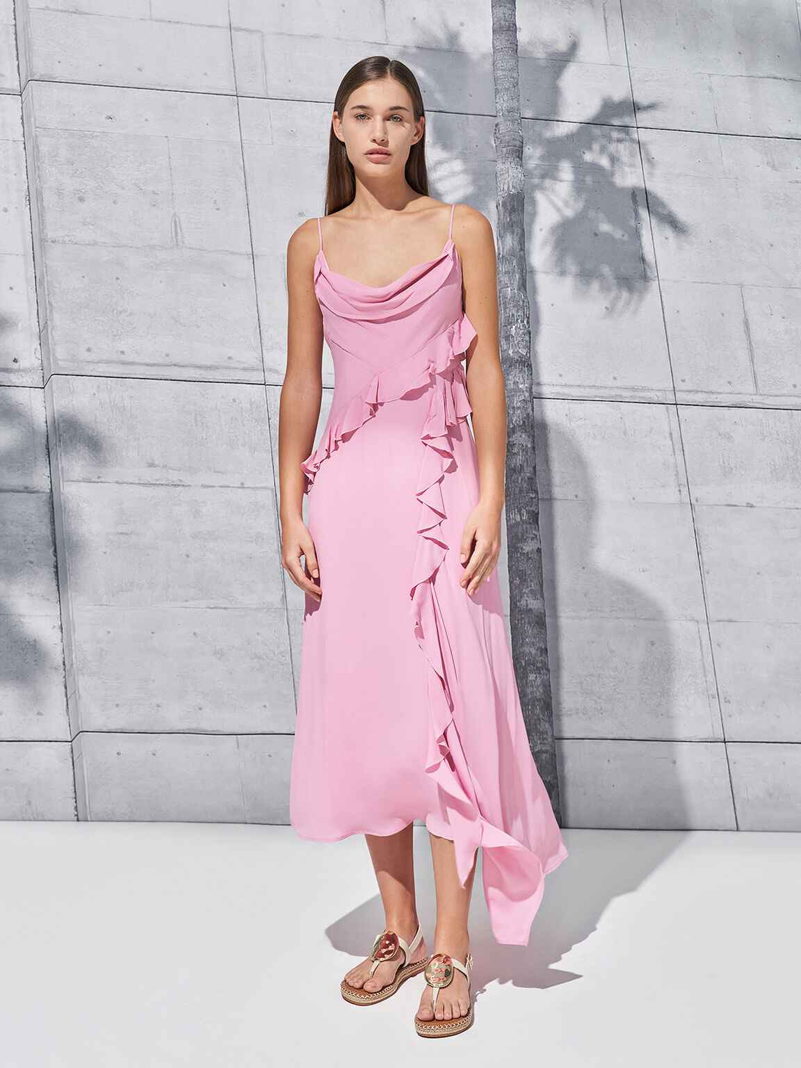 メタリック オーバルエスパドリーユサンダル, ベージュ, hi-res