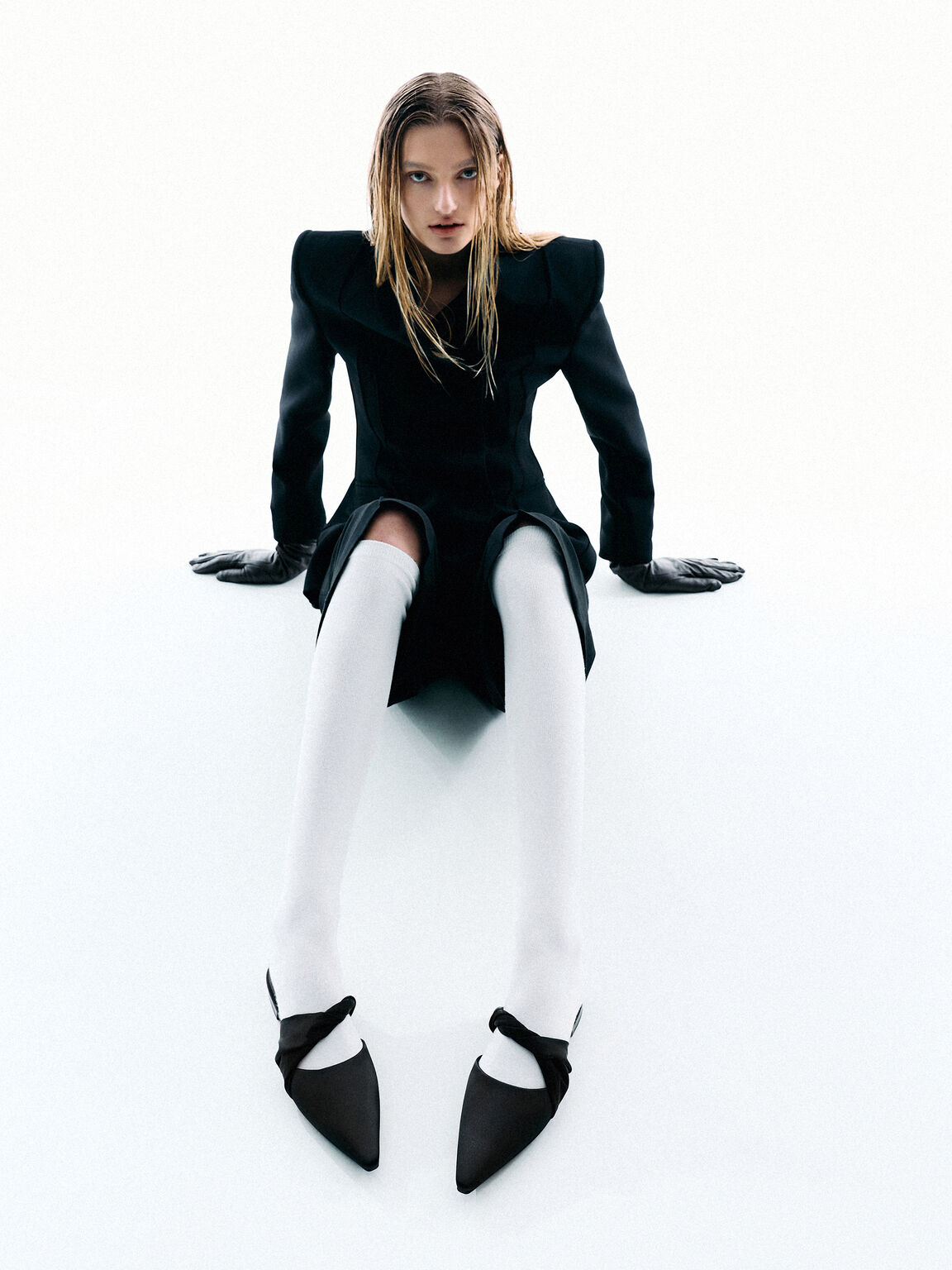 ツイステッドストラップ ポインテッドミュール, ブラックテクスチャード, hi-res