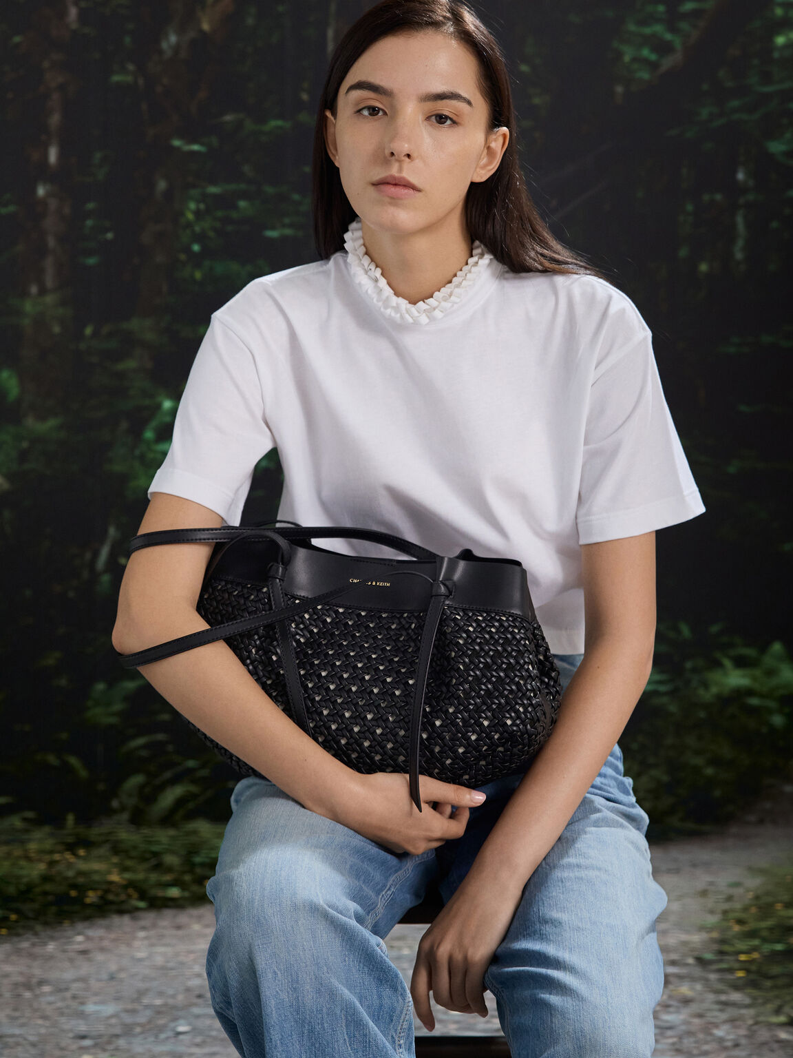 Calla カルラ ウーブン トートバッグ, ブラック, hi-res