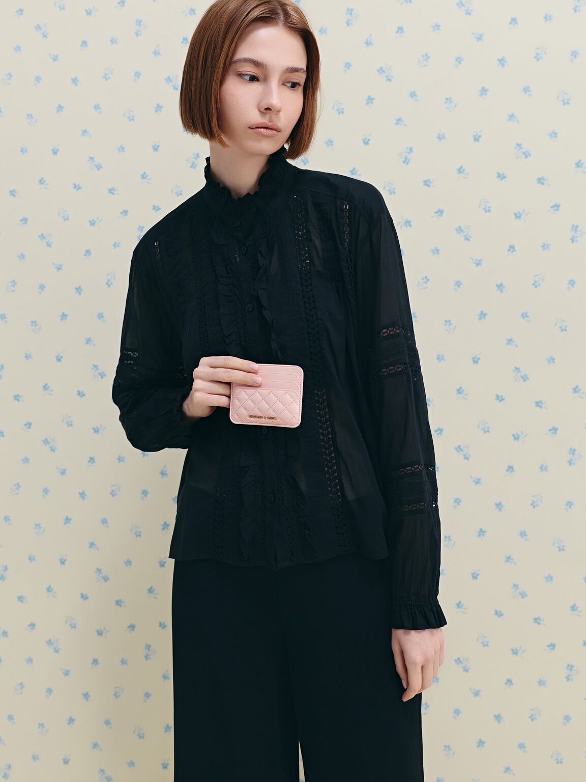 キルテッド カードホルダー, ソフトピンク, hi-res