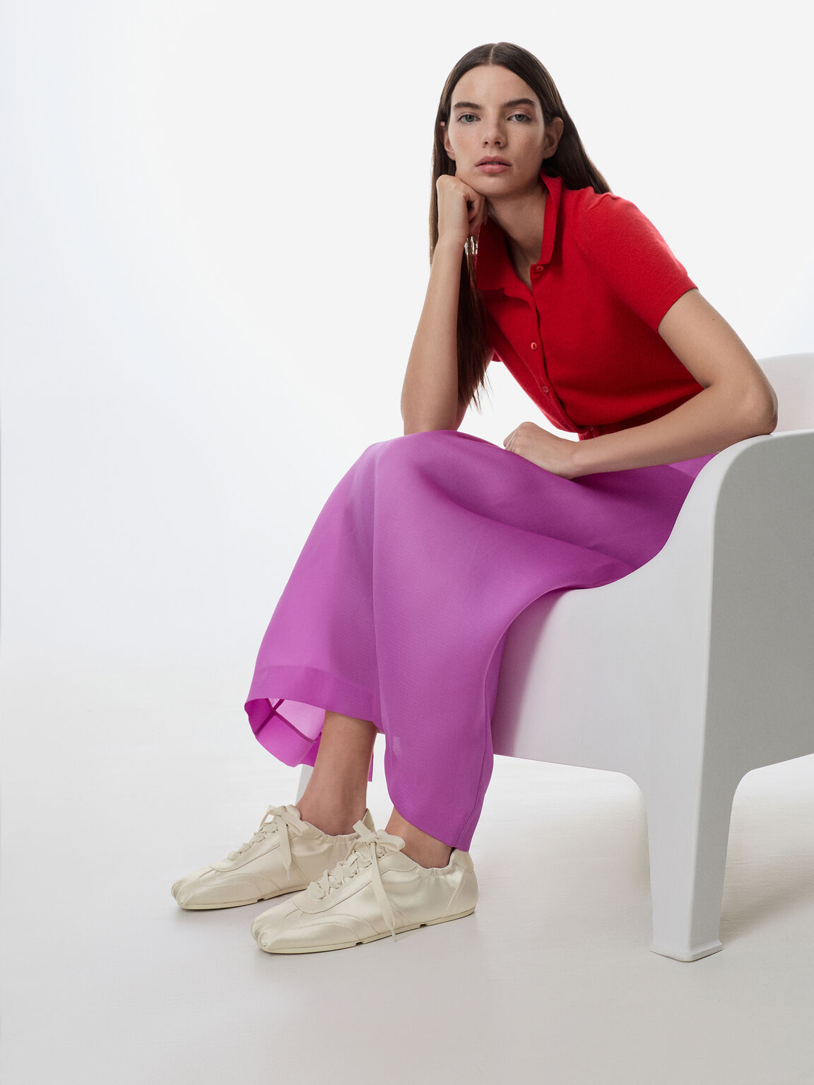 Cece シシー ルーシュドスニーカー, チョーク, hi-res