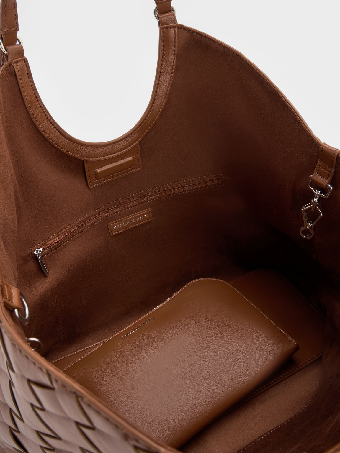 Ivette イヴェット ウーブントートバッグ, チョコレート, hi-res