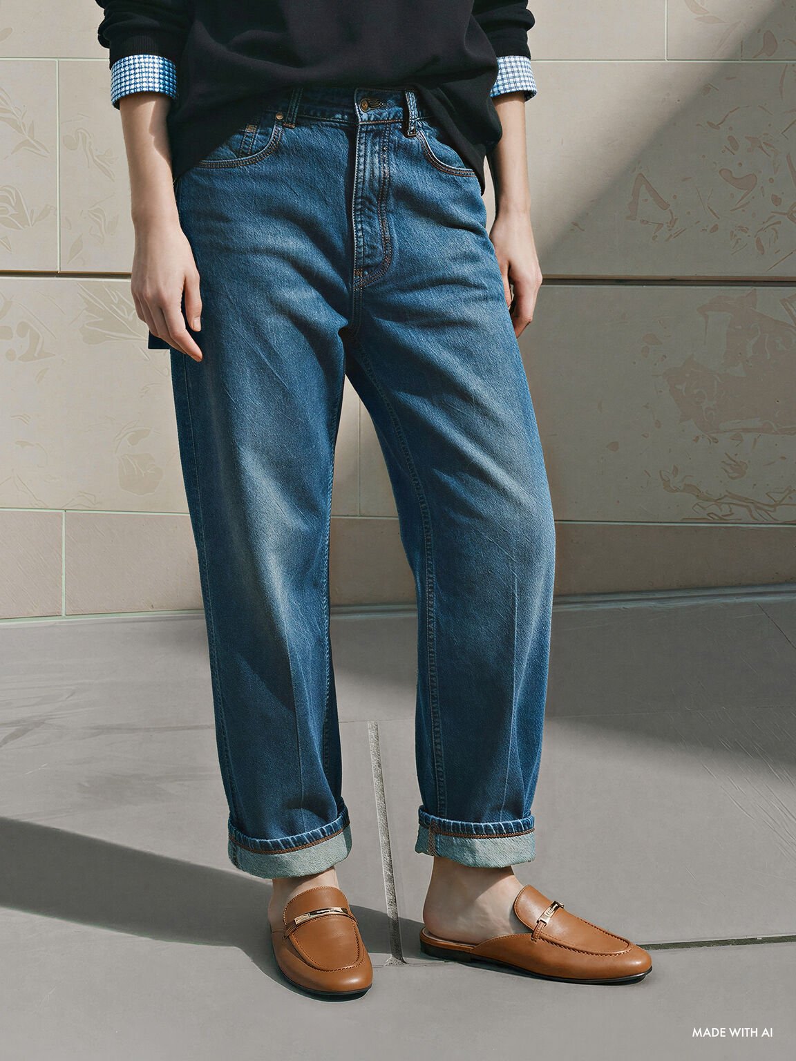 メタリックバー ローファーミュール, コニャック, hi-res