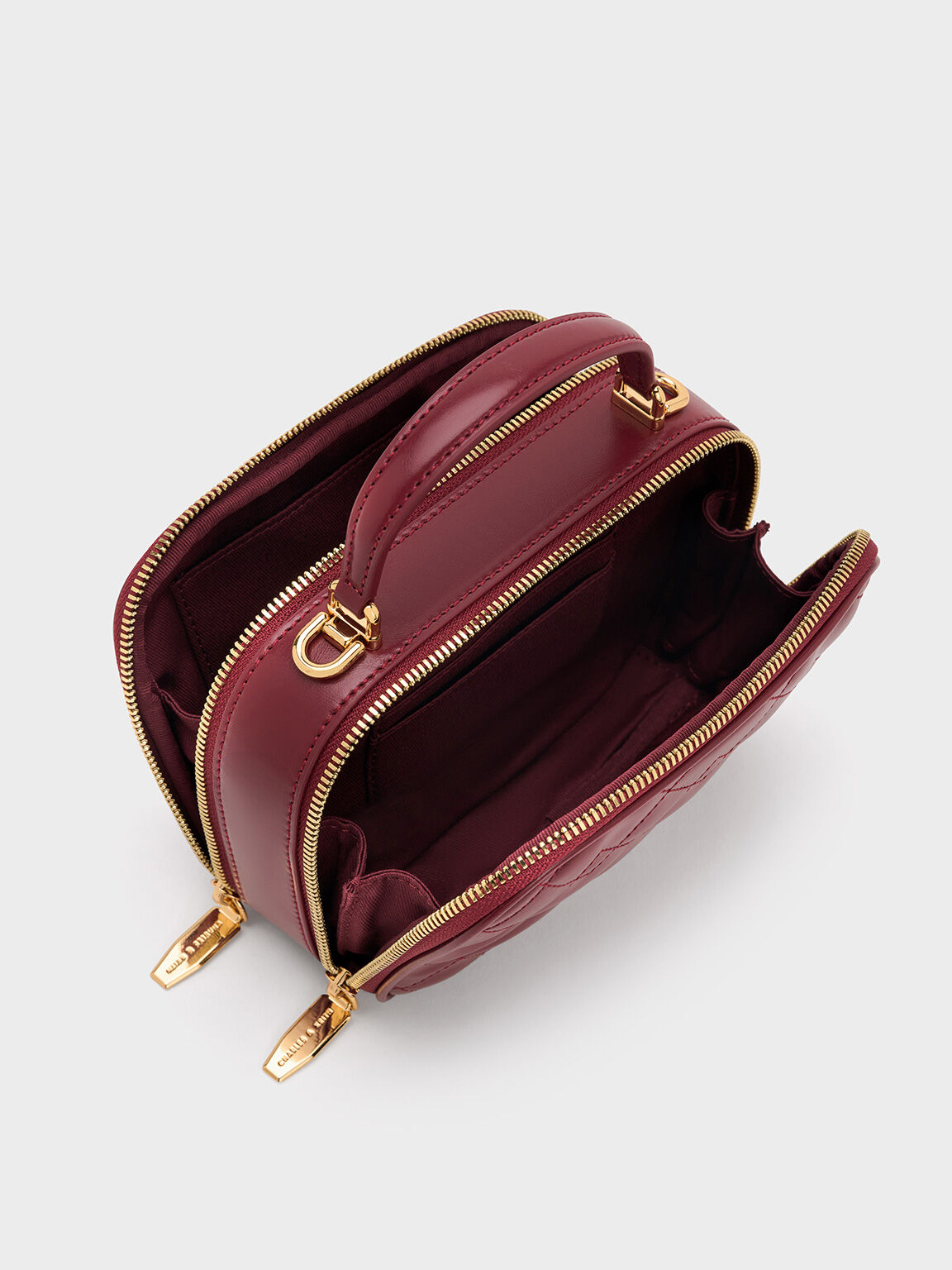 Duo ドゥオ キルトバニティトップハンドルバッグ, バーガンディ, hi-res