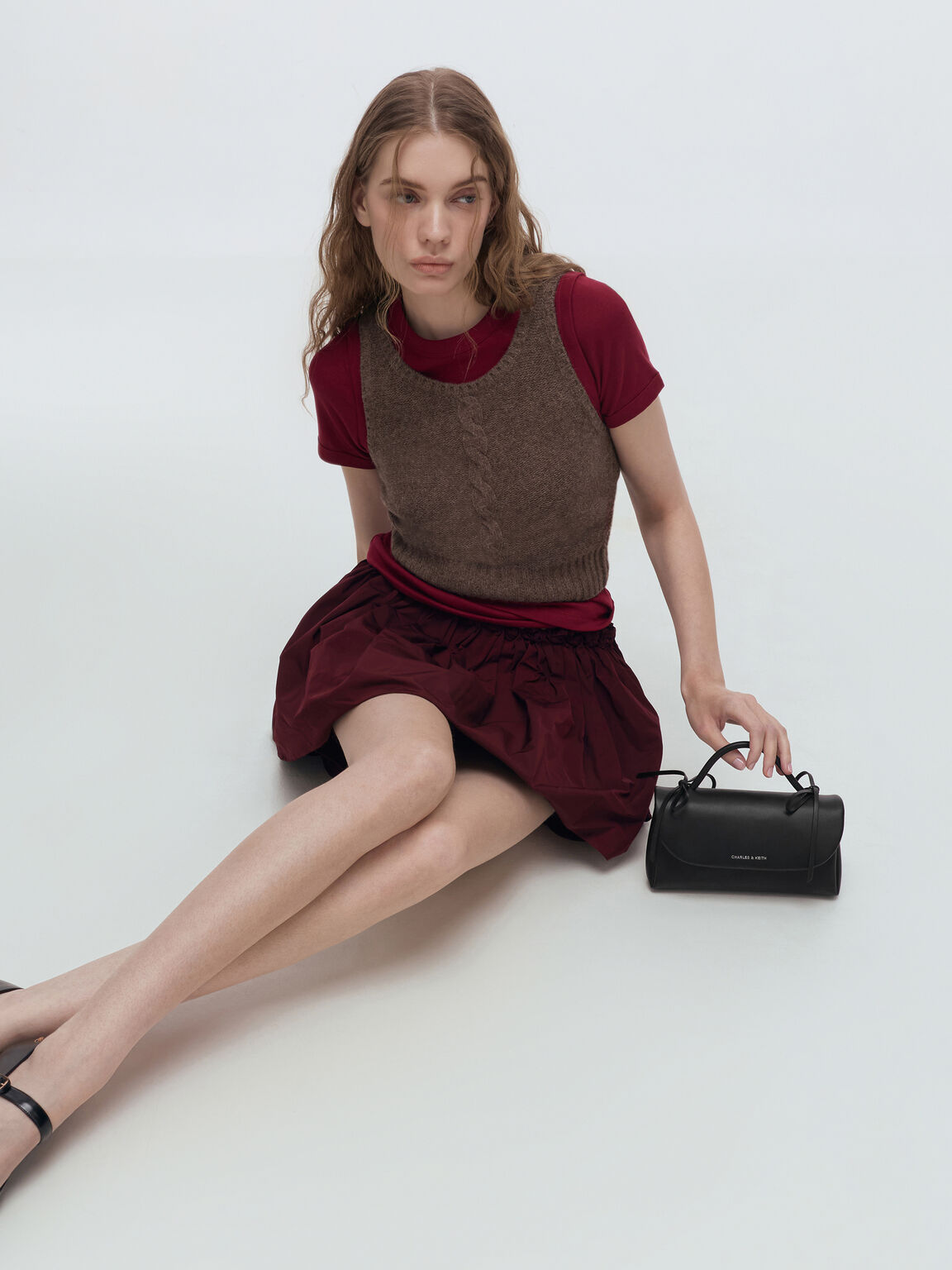 Hazel ヘーゼル ボウトップハンドルウォレット, ノワール, hi-res