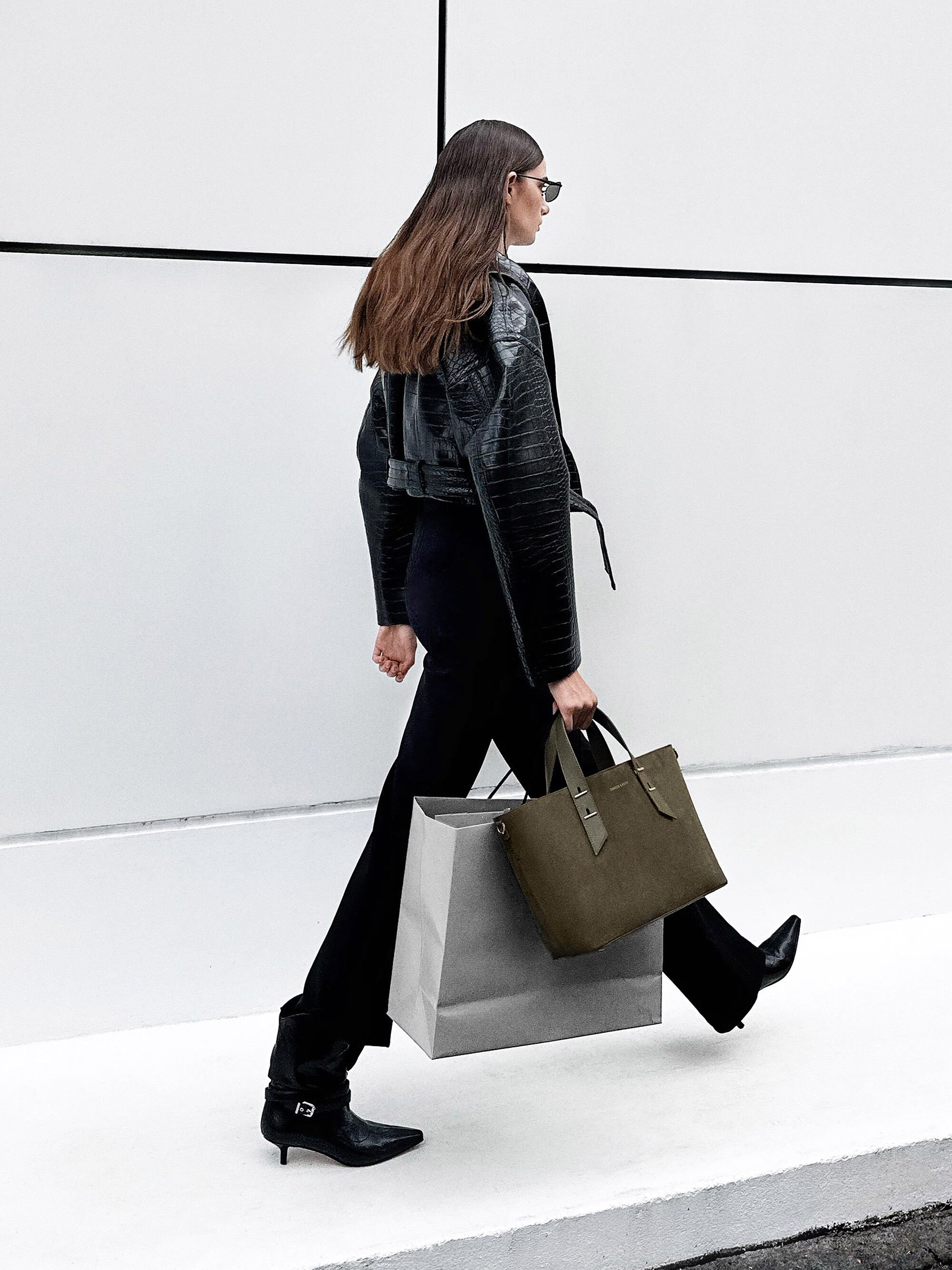 Shania シャナイア リサイクルスエード トートバッグ - ディープ