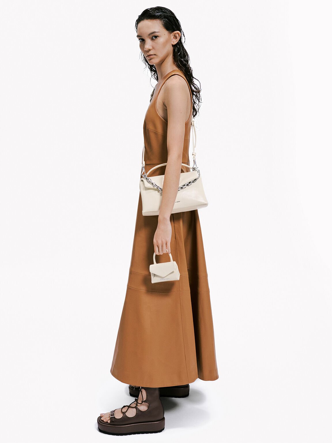 Andromeda アンドロメダ チャンキーチェーントップハンドルバッグ, クリーム, hi-res