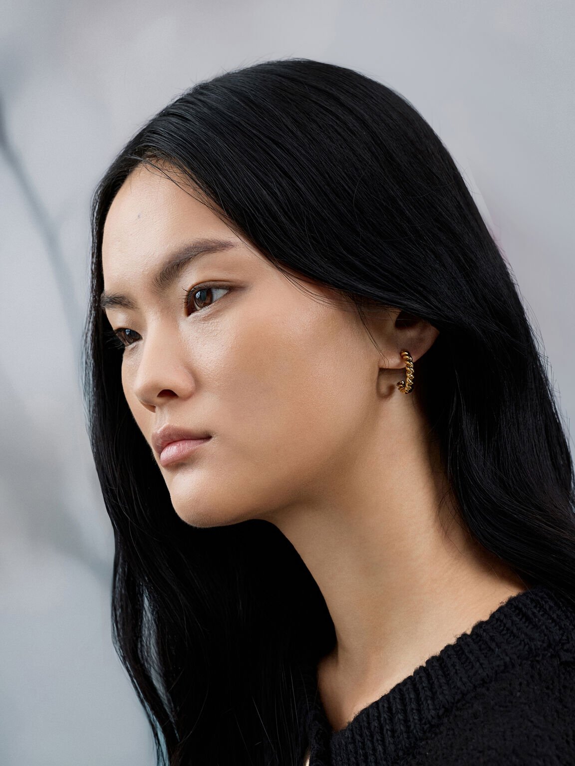 Sable セーブル ロープノットフープピアス, ゴールド, hi-res