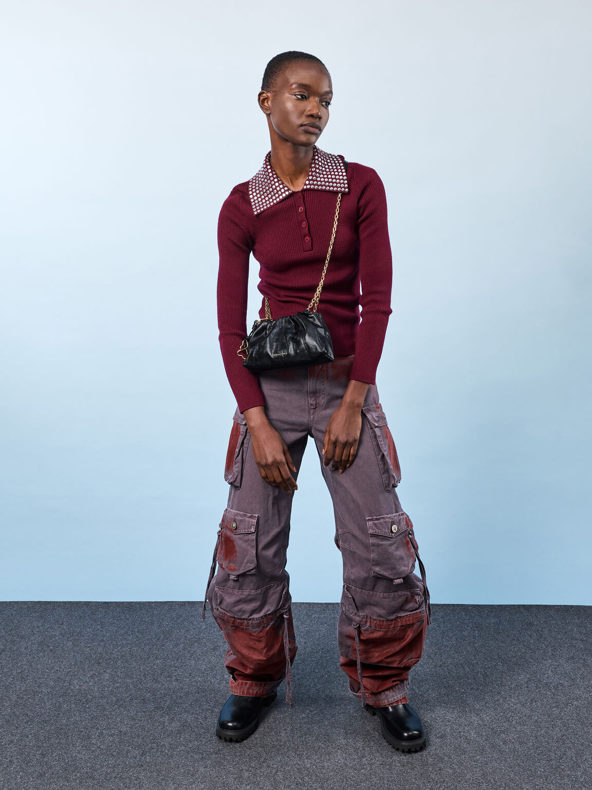 Ciara シアラ ルーシュドクロスボディーバッグ, ブラック, hi-res