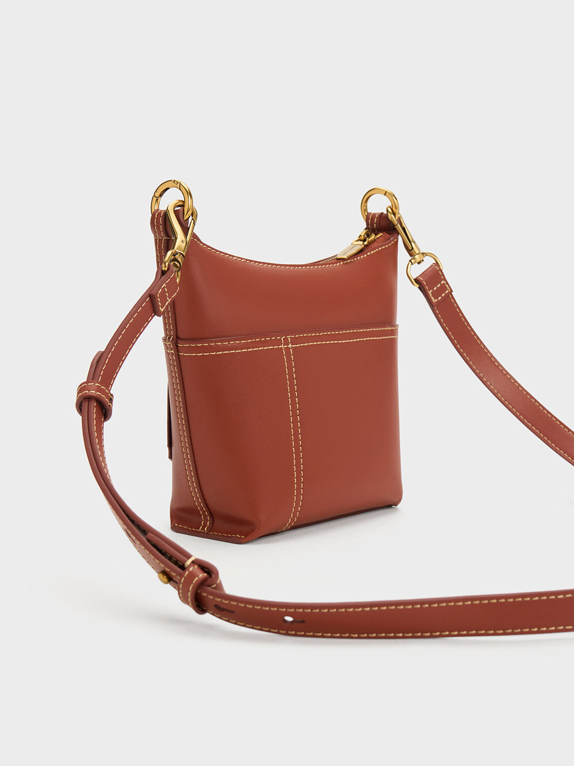 Anthea アンシア コントラストトリムショルダーバッグ, モカ, hi-res