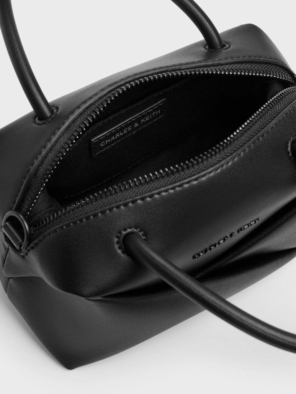 Midori ミドリ ジオメトリックボウリングバッグ, ジェットブラック, hi-res