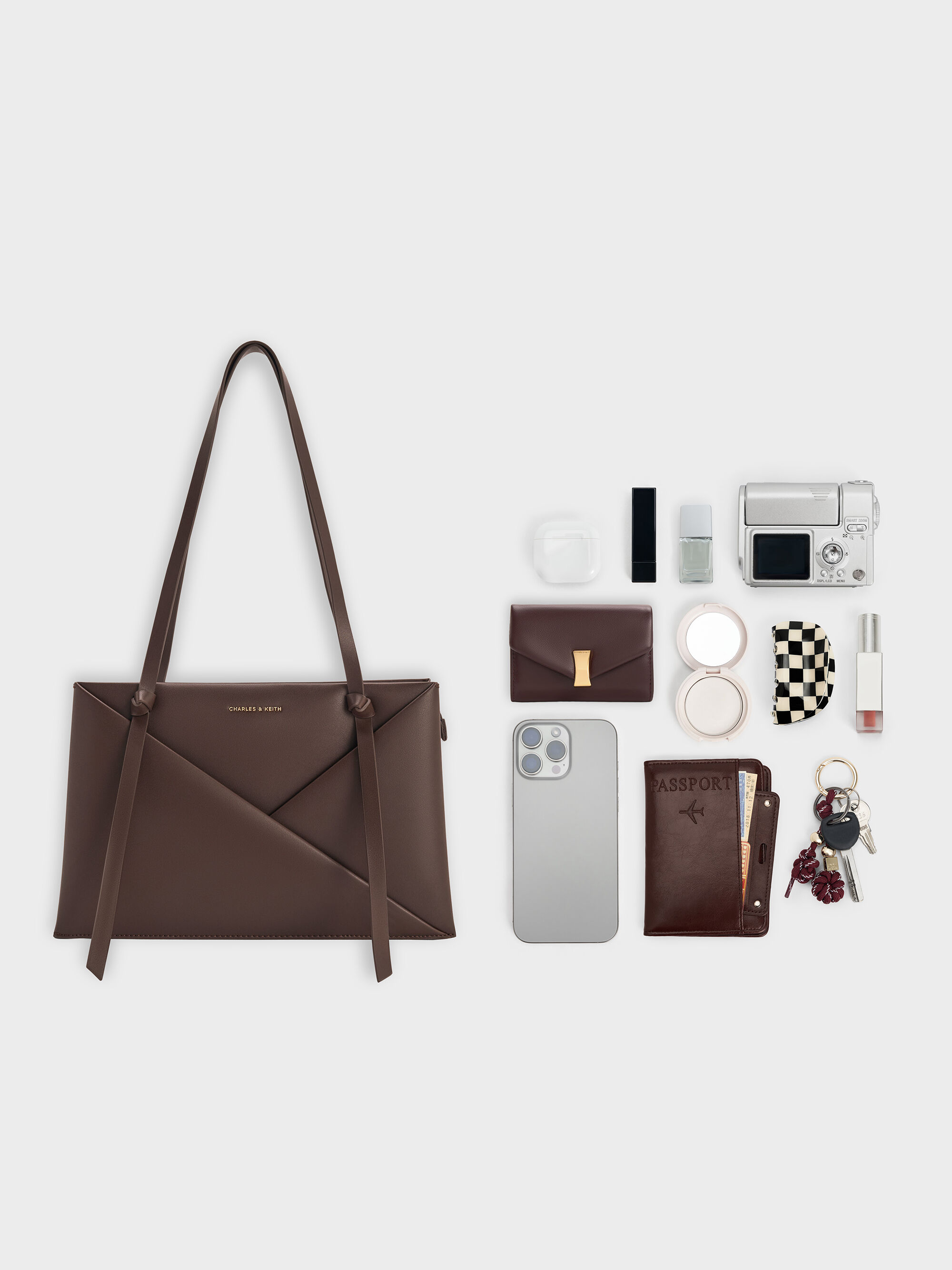 Midori ミドリ ジオメトリックトートバッグ - エスプレッソブラウン