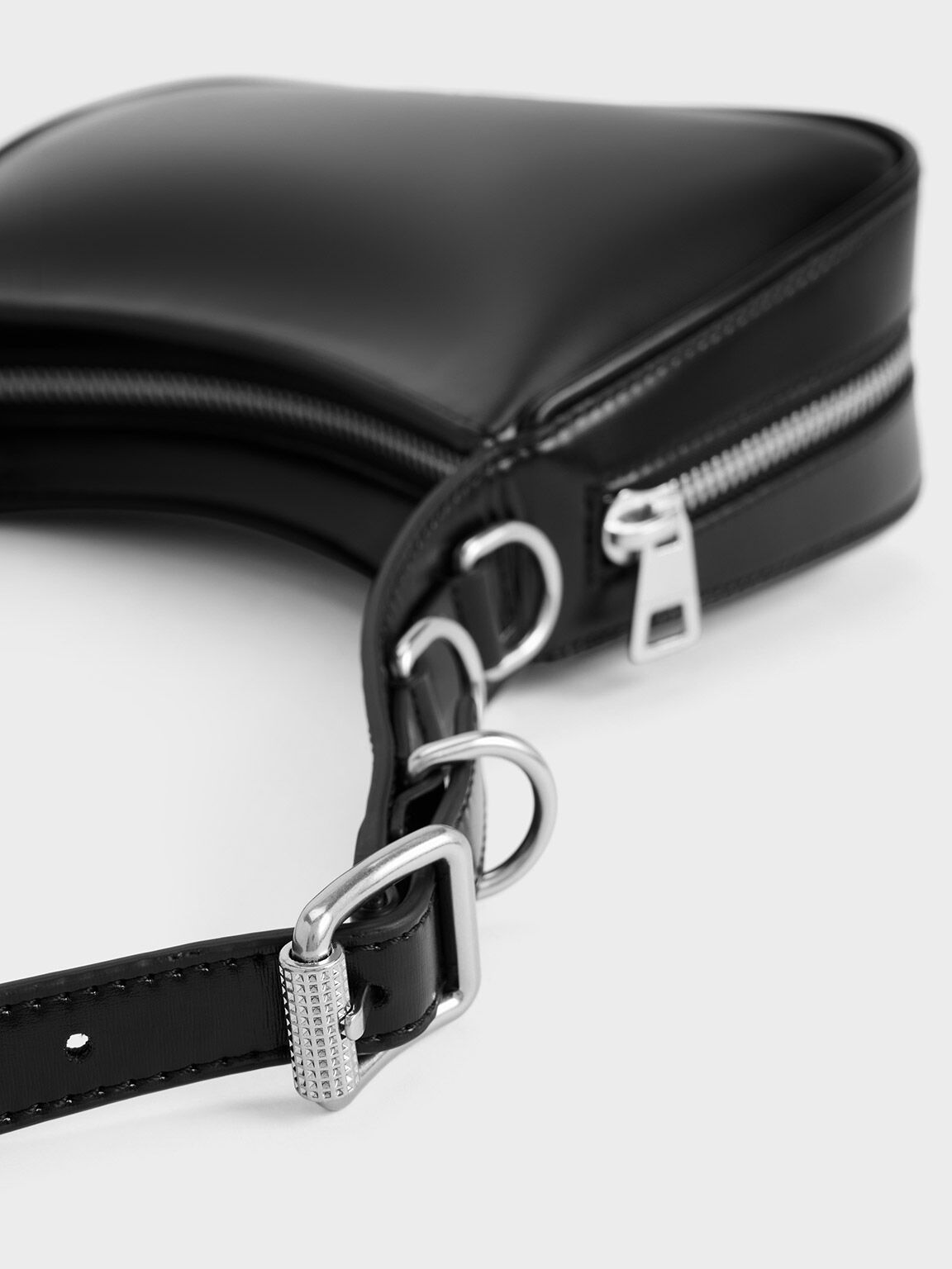 Rebel レブル サイドバックルホーボーバッグ, ノワール, hi-res