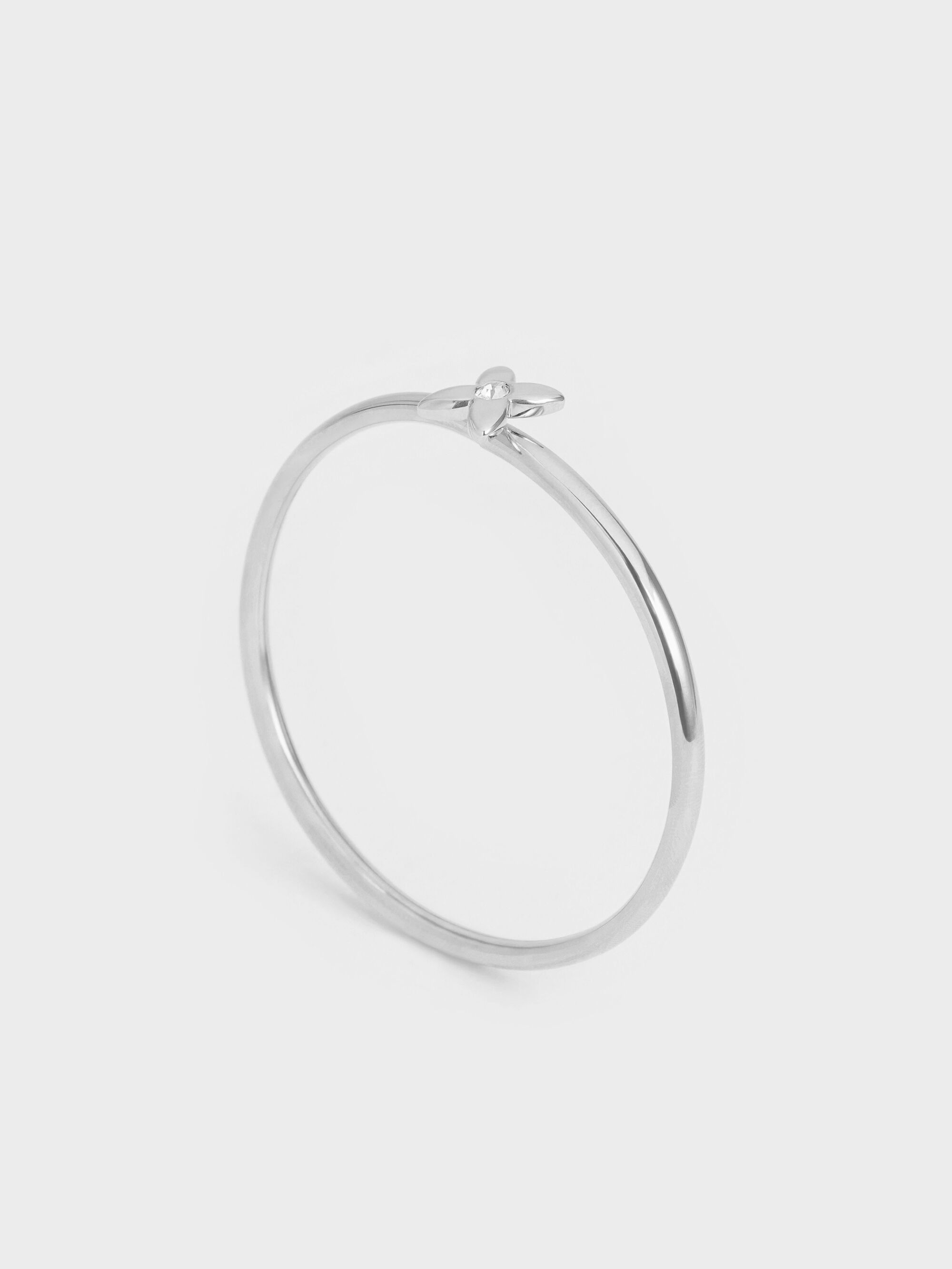 Felicity フェリシティ フラワークリスタルバングル - シルバー